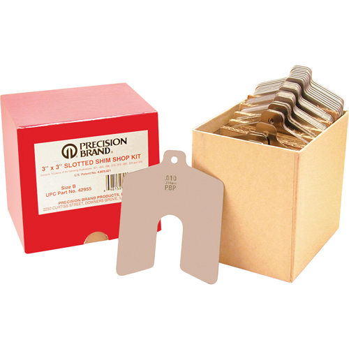 Assortiments de cales d'&eacute;paisseur &agrave; rainure, 2" lo x &eacute;paisseur 0,001"- 0,075", 2" la, Acier inoxydable Groupe Generik