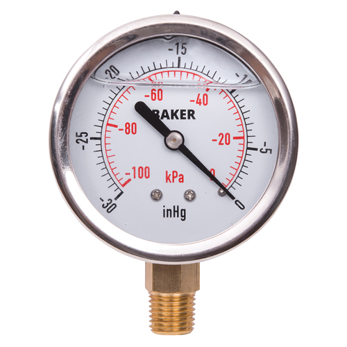 Pressure Gauges, 2-1/2" , 30" Hg-0" Vac., Bottom Mount, Liquid Filled Analogue Groupe Generik