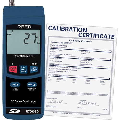 Data Logging Vibration Meter with ISO Certificate, 10% - 85% RH, 32°- 122° F ( 0° - 50° C ) Groupe Generik