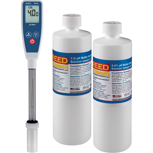 Long Stem pH Meter & 4pH/7pH Buffer Solution Kit Groupe Generik