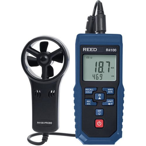 Vane Thermo-Anemometer with Air Volume, Data Logging, 0.4 - 30 m/sec Air Velocity Range Groupe Generik