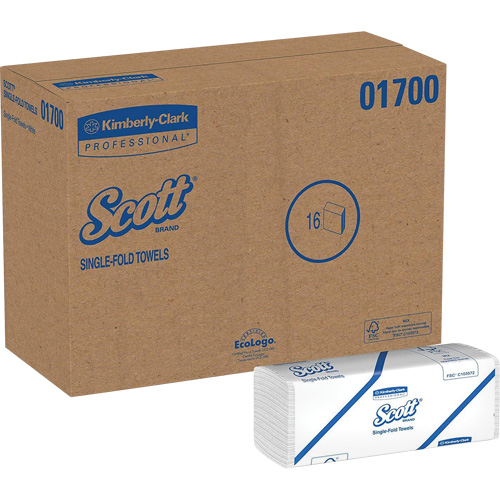 Essuie-mains Scott &agrave; pli simple, 1 pli, 10-1/2" lo x 9-3/10" la, 250 /pqt Groupe Generik
