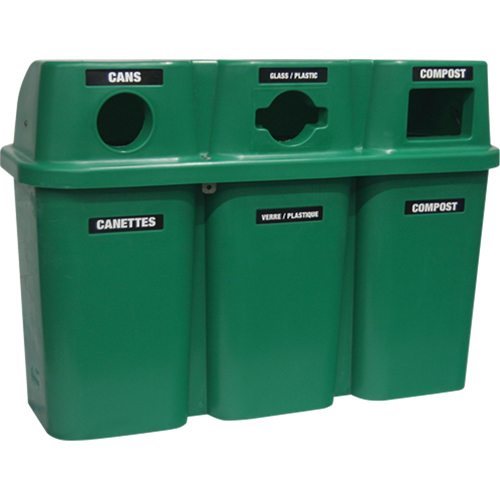 Recycling Containers Bullseye, Curbside, Plastic, 3 x 22 US Gal. Groupe Generik