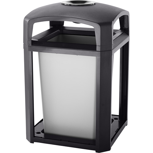 Cendrier et corbeille pour d&eacute;chets de s&eacute;rie Landmark, Plastique, Capacit&eacute; 35 gal. US, Hauteur 40" Groupe Generik