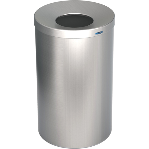 R&eacute;cipient &agrave; d&eacute;chets pour halls, Acier inoxydable, 33 gal. US Groupe Generik