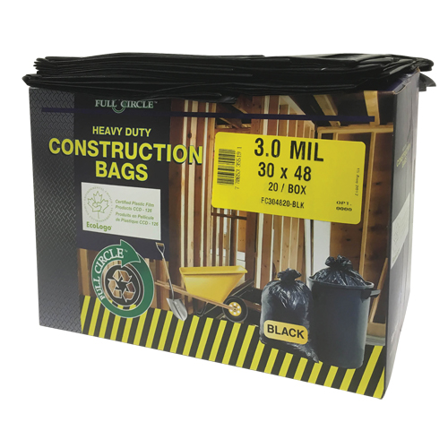 Sacs pour d&eacute;chets pour entrepreneurs, Fort, 30" la x 48" lo, 3 mils, Noir, Capacit&eacute; 113,56 L (30 gal.) Groupe Generik