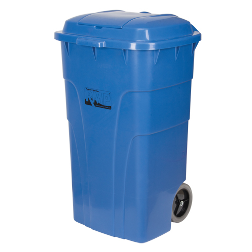 Roll Out Recycling Bin, Curbside, Polyethylene, 65 US gal. Groupe Generik