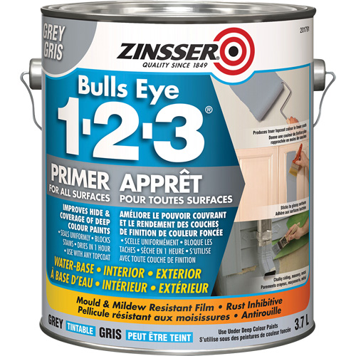 Bulls Eye 1-2-3&reg; Water-Base Primer, 3.78 L, Gallon, Grey Groupe Generik