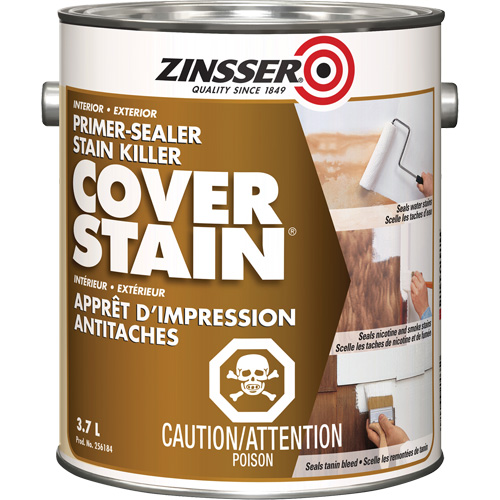 Scellant d'appr&ecirc;t &agrave; base d'huile Cover Stain, 3,7 L, Gallon, Blanc Groupe Generik