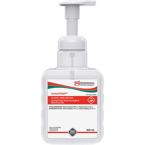 InstantFoam&reg; Hand Sanitizer, 400 ml, Pump Bottle, 70% Alcohol Groupe Generik