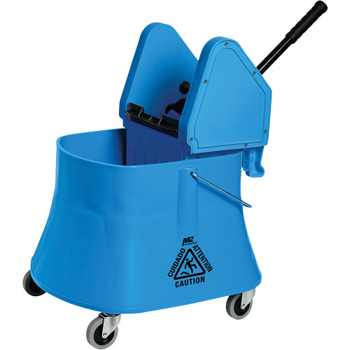 Ensemble de seau pour vadrouille et essoreuse Champ, Pression vers le bas, 7,5 gal. US (30 pintes), Bleu Groupe Generik