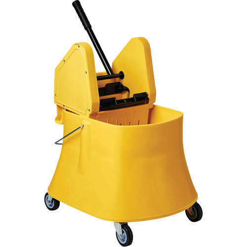 Ensemble de seau pour vadrouille et essoreuse Champ, Pression vers le bas, 7,5 gal. US (30 pintes), Jaune Groupe Generik