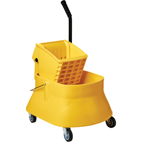 Ensemble de seau pour vadrouille et essoreuse Champ, Pression lat&eacute;rale, 7,5 gal. US (30 pintes), Jaune Groupe Generik
