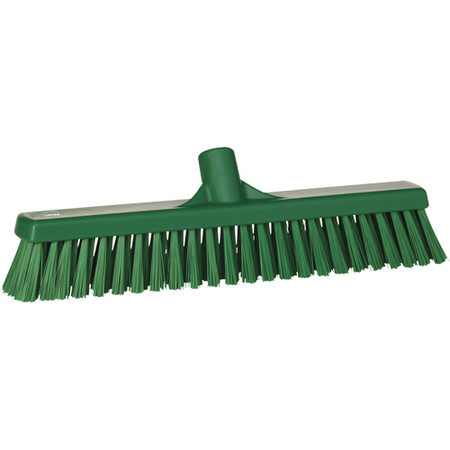 Combo Bristle Push Broom Head, Coarse/Fine Bristles, 16-1/2", Polyester, Green Groupe Generik