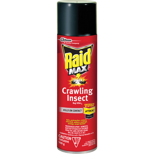 Raid&reg; Max&reg; Crawling Insect Bug Killer, 500 g, Aerosol Can, Solvent Base Groupe Generik