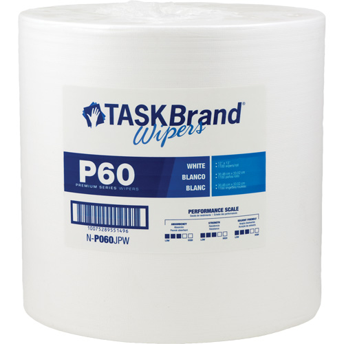 Chiffons de premi&egrave;re qualit&eacute; P60 TaskBrand, Tout usage, 13" lo x 12" la Groupe Generik