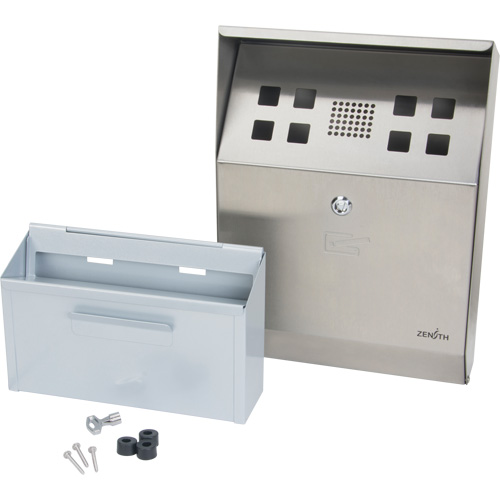Cendrier, Montage mural, Acier inoxydable, Capacit&eacute; 1.6 Litres, Hauteur 13-4/5" Groupe Generik