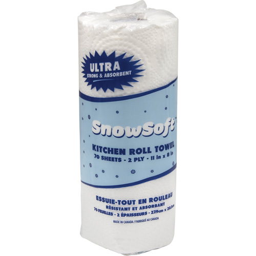 Essuie-tout pour cuisines de premi&egrave;re qualit&eacute; Snow Soft, 2 Pli, 70 Feuilles/rouleau, 8" la, 11" lo Groupe Generik
