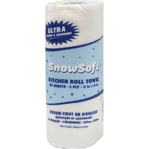 Essuie-tout pour cuisines de premi&egrave;re qualit&eacute; Snow Soft, 2 Pli, 85 Feuilles/rouleau, 8" la, 11" lo Groupe Generik