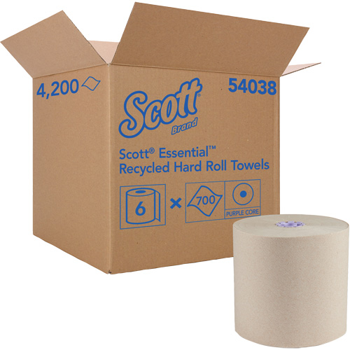Essential 100% Recycled Brown Hard Roll Towels, 1 Ply, Standard, 700' L Groupe Generik