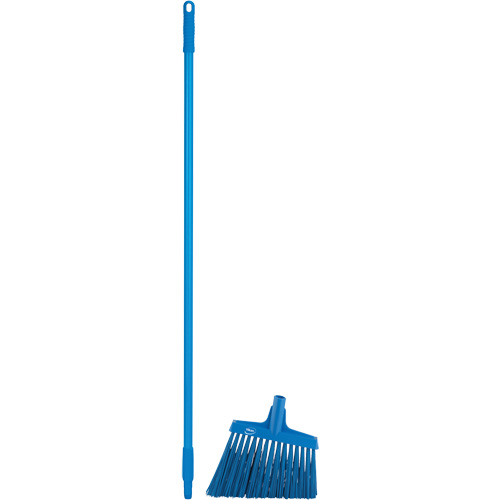 Angle Broom Head with Handle, X-Coarse Bristles, 12", Polyester, Blue Groupe Generik