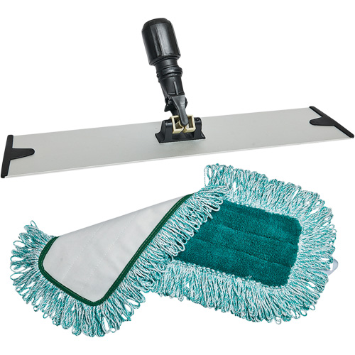 Tampon pour vadrouille &agrave; &eacute;pousseter et support, Style Boucles et crochets, Polyester, 18" lo x 5-3/4" la Groupe Generik