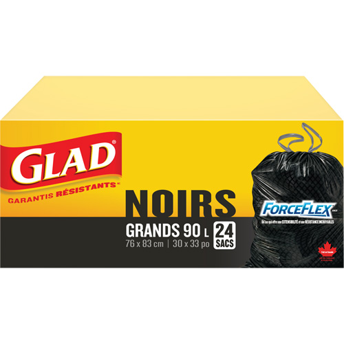 Sacs &agrave; ordures 90 L, R&eacute;gulier, 30" la x 33" lo, Noir Groupe Generik