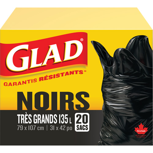 Sacs &agrave; ordures 135 L, R&eacute;gulier, 31" la x 42" lo, Noir Groupe Generik
