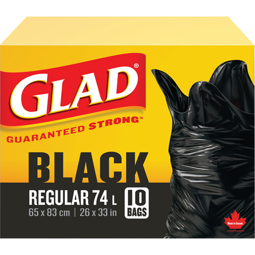 Sacs &agrave; ordures 74 L, R&eacute;gulier, 26" la x 33" lo, Noir Groupe Generik