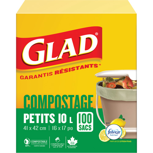 Petits sacs de compostage, R&eacute;gulier, 17" lo x 16" la, Brun, Capacit&eacute; de 10 L (3 gal.) Groupe Generik
