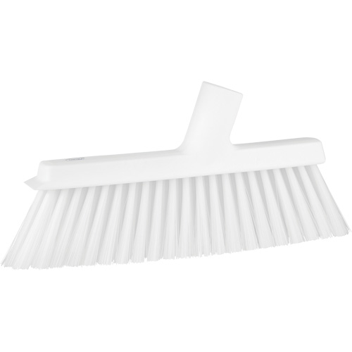 Dustpan Broom with Angled Thread, Medium Bristles, 10", Polyester, White Groupe Generik