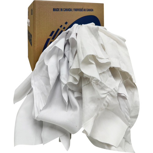 Chiffons recycl&eacute;s, Coton, Blanc, 10 lb Groupe Generik