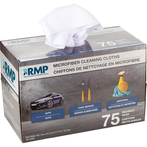 Washable Cleaning Cloths, Microfibre, White Groupe Generik