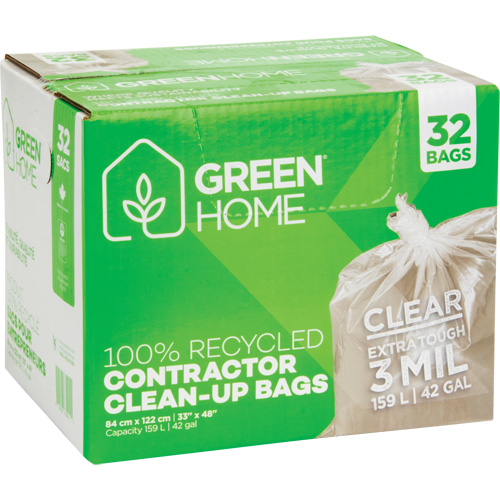 Sacs &agrave; ordures Green Home, Fort, 33" la x 48" lo, 3 mils, Transparent, Capacit&eacute; 159 L (42 gal.) Groupe Generik