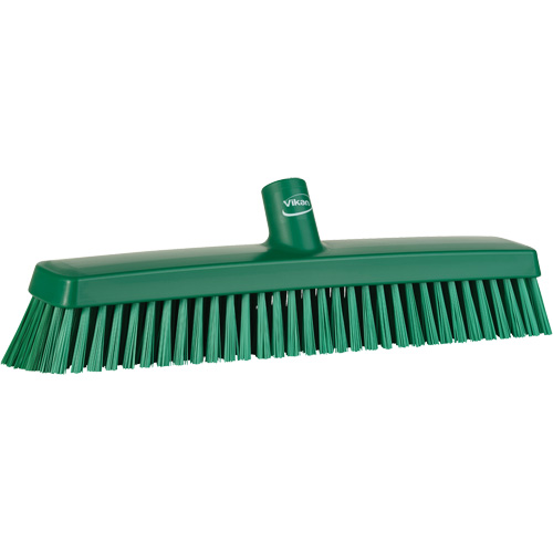 Push Broom Head, Fine/Stiff Bristles, 16-1/2", Polyester/Polypropylene, Green Groupe Generik