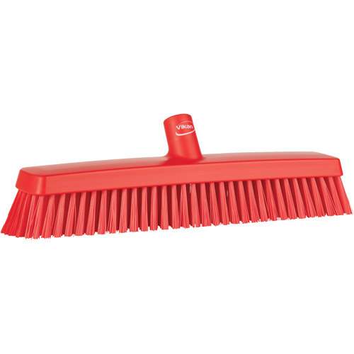 Push Broom Head, Fine/Stiff Bristles, 16-1/2", Polyester/Polypropylene, Red Groupe Generik