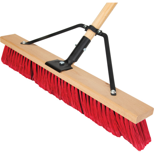 Push Broom with Braced Handle, 24", Medium, PVC Bristles Groupe Generik