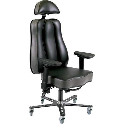 Chaise ergonomique 24 h Synergo II, Vinyle, Noir/gris, Capacit&eacute; 350 lb Groupe Generik
