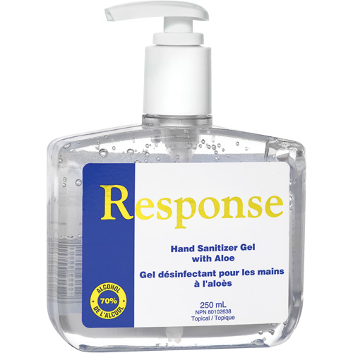 Gel d&eacute;sinfectant pour les mains &agrave; l'alo&egrave;s Response, 250 ml, Bouteille &agrave; pompe, 70 % alcool Groupe Generik