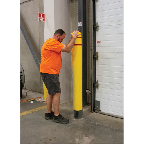 Polyethylene Bollard Cover, 6-5/8" Dia. x 52" L, Red/Yellow Groupe Generik