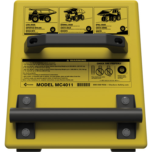 Cale de roue ultra-robuste pour l'exploitation mini&egrave;re Checkers Safety, PEHD, Jaune, 14-1/2" la x 17-1/2" p x 16" h Groupe Generik