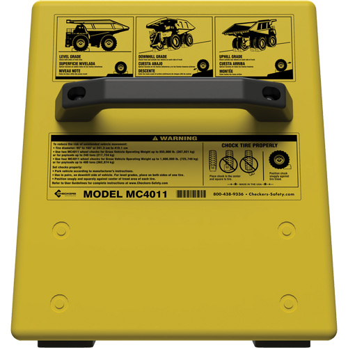 Cale de roue ultra-robuste pour l'exploitation mini&egrave;re Checkers Safety sans support, PEHD, Jaune, 14-1/2" la x 17-1/2" p x 16" h Groupe Generik