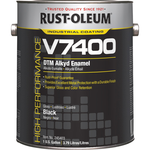High-Performance V7400 System 340 VOC DTM Alkyd Enamel, Black, High-Gloss, Gallon Groupe Generik