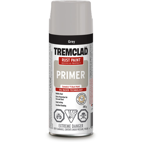 Tremclad&reg; Rust Primer Spray, Grey, Very Flat, Aerosol Can Groupe Generik
