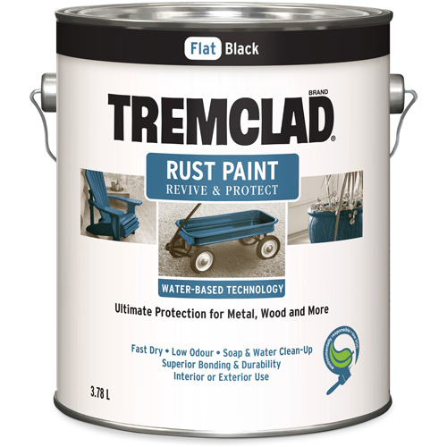 Peinture antirouille &agrave; base d'eau Tremclad, 3,78 L, Gallon, Noir Groupe Generik