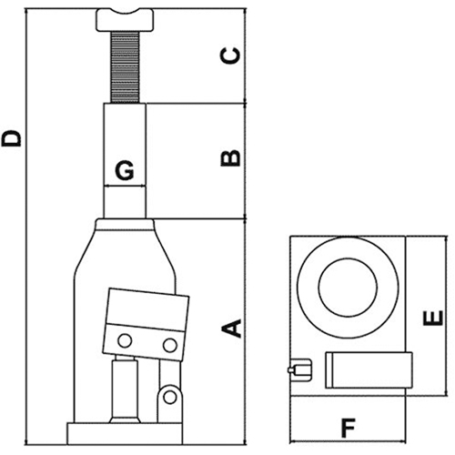 Cric-bouteille, 2 tonnes, 12" Hauteur &eacute;lev&eacute;e Groupe Generik