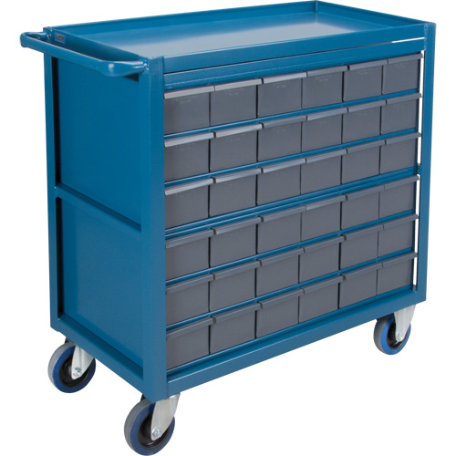 Chariot &agrave; tablette avec tiroir, 1200 lb Capacit&eacute;, Acier, 18" x la, 35" x ha, 36" p, Roues en Caoutchouc, Enti&egrave;rement soud&eacute;, 36 tirroirs Groupe Generik