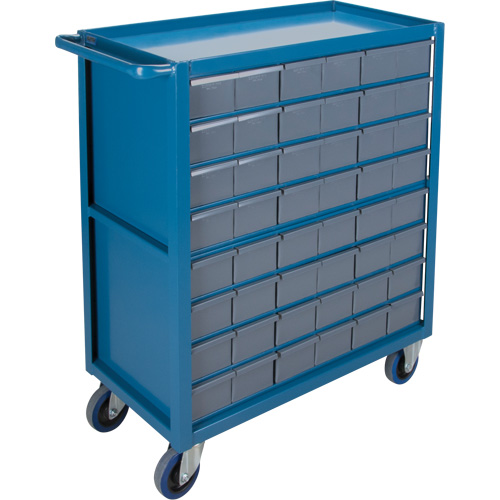 Chariot &agrave; tablette avec tiroir, 1200 lb Capacit&eacute;, Acier, 18" x la, 35" x ha, 36" p, Roues en Caoutchouc, Enti&egrave;rement soud&eacute;, 48 tirroirs Groupe Generik