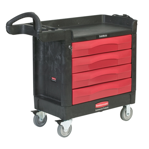 Trademaster Mobile Cabinets & Work Centres, 4 Drawers, 40-5/8" L x 18-7/8" W x 38-3/8" H, Black Groupe Generik