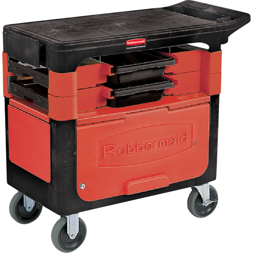 Trades Carts With Lockable Cabinet, 2 Drawers, 38" L x 19-1/4" W x 33-3/8" H, Black Groupe Generik